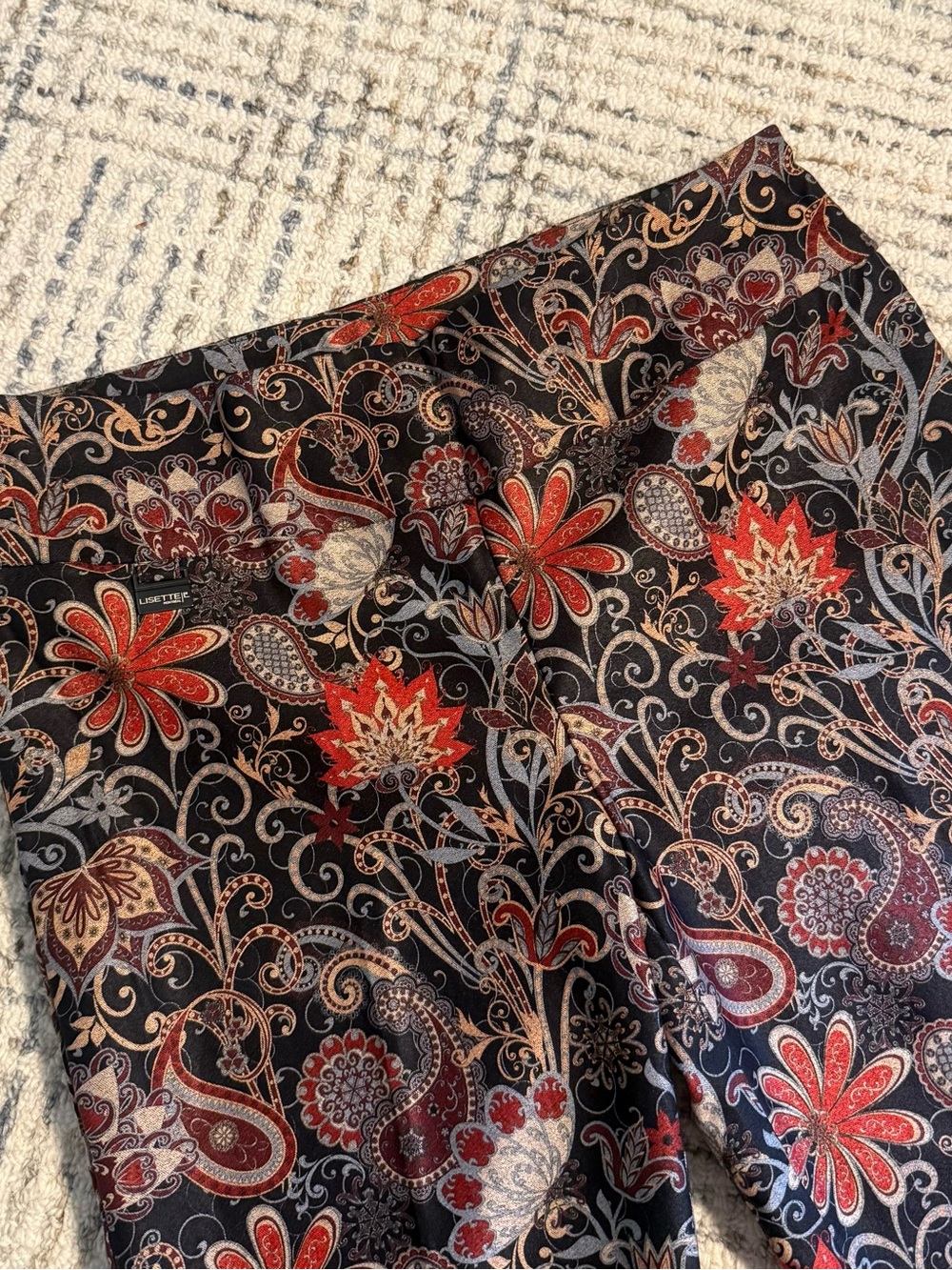 LISETTE L Montreal Black Pants with Red & Cream Paisley Print - Picture 2 of 8